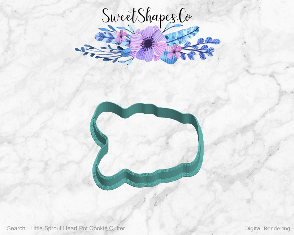 Little Sprout Heart Pot Cookie Cutter — left view
