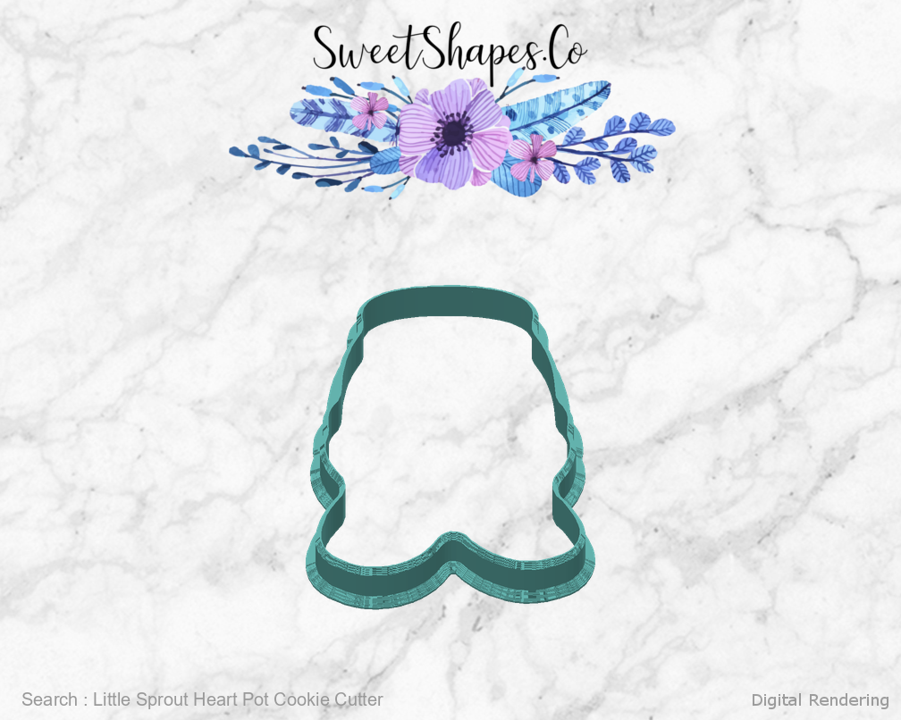 Little Sprout Heart Pot Cookie Cutter — back view