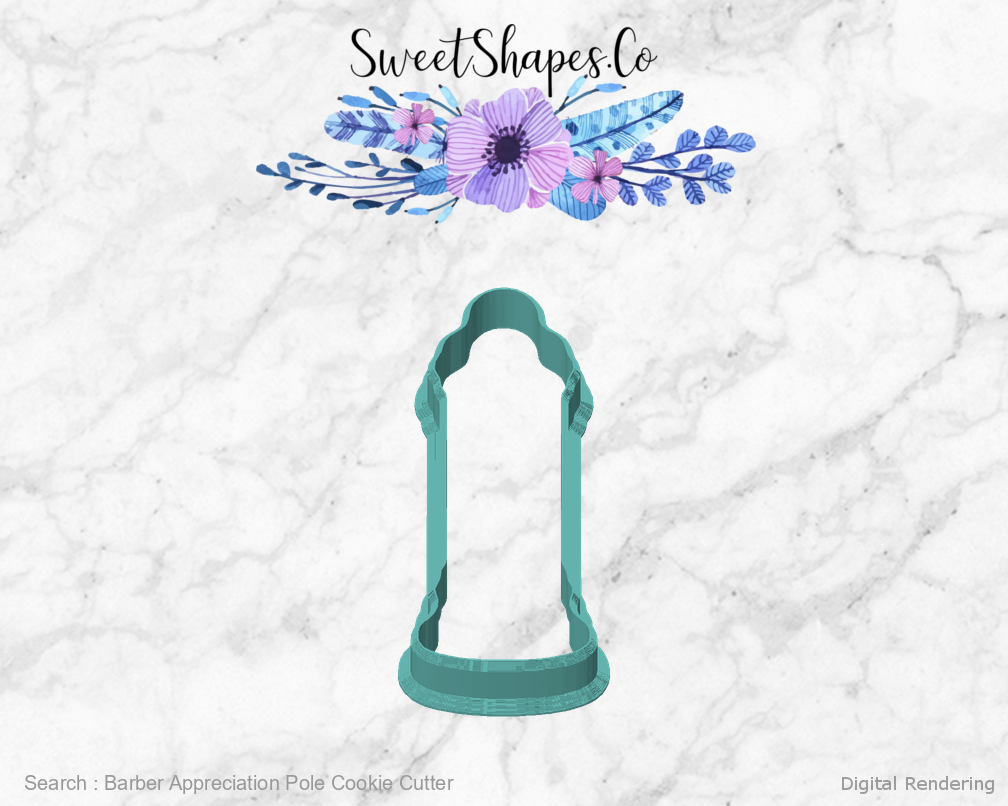Barber Appreciation Pole Cookie Cutter — front view