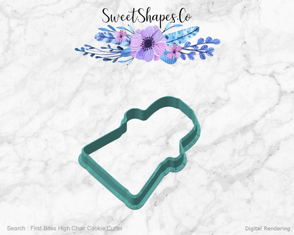 First Bites High Chair Cookie Cutter — angled front view