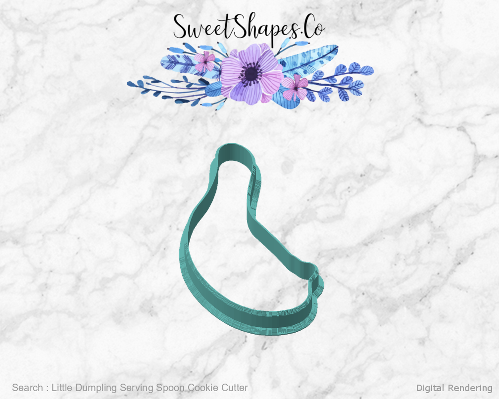 Little Dumpling Serving Spoon Cookie Cutter — angled front view