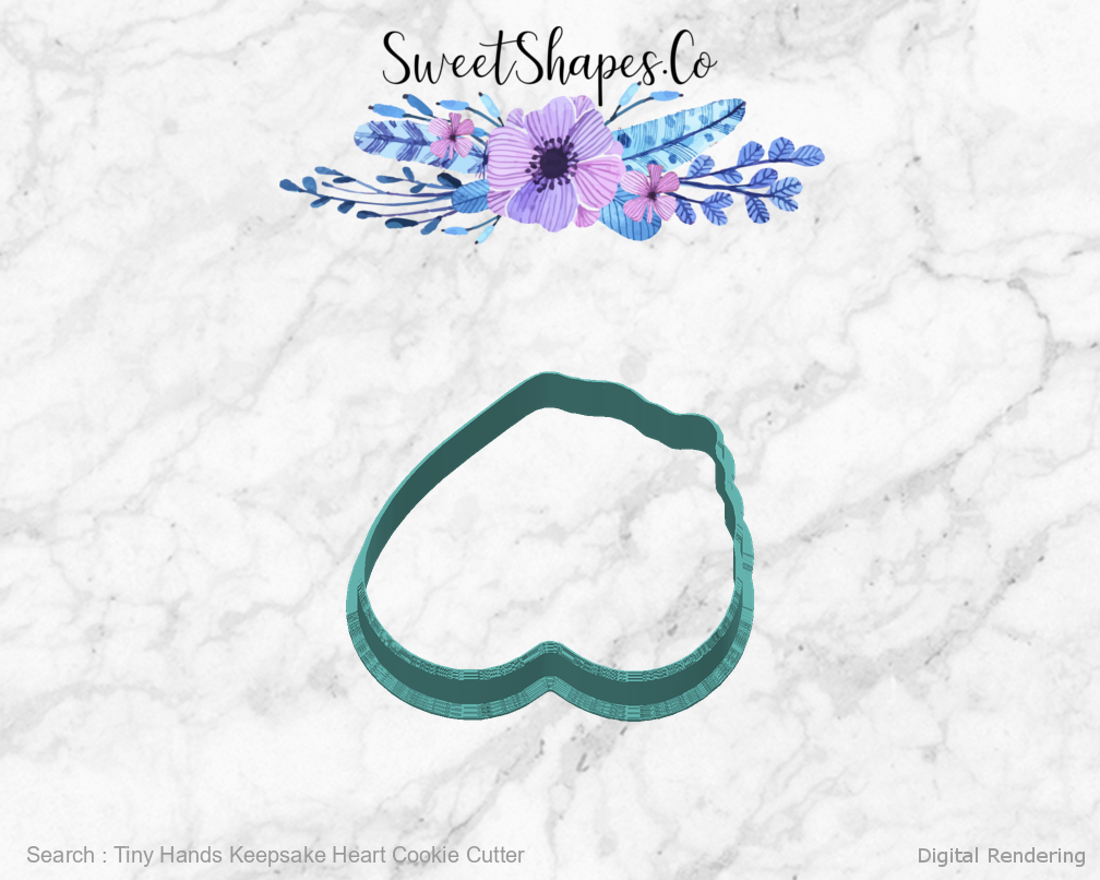 Tiny Hands Keepsake Heart Cookie Cutter — back view