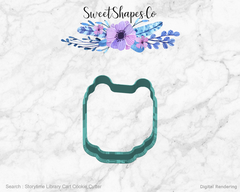 Storytime Library Cart Cookie Cutter — back view