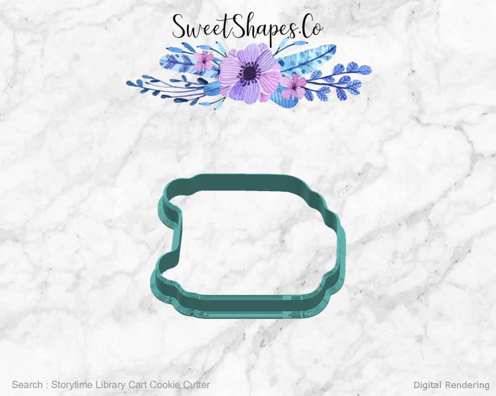 Storytime Library Cart Cookie Cutter — right view