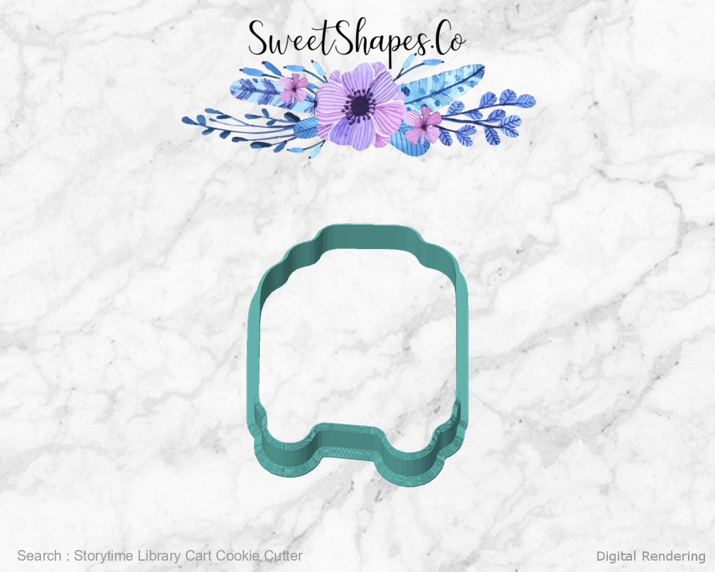 Storytime Library Cart Cookie Cutter — front view