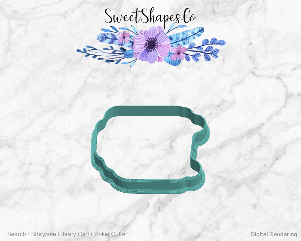 Storytime Library Cart Cookie Cutter — left view