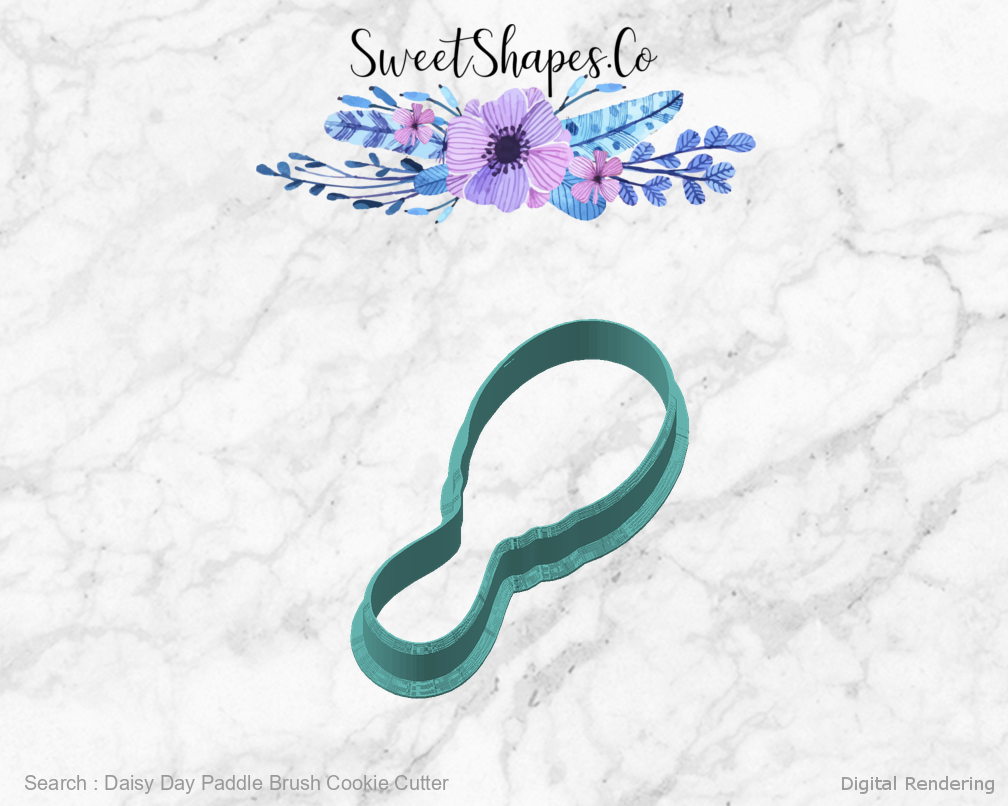 Daisy Day Paddle Brush Cookie Cutter — angled front view