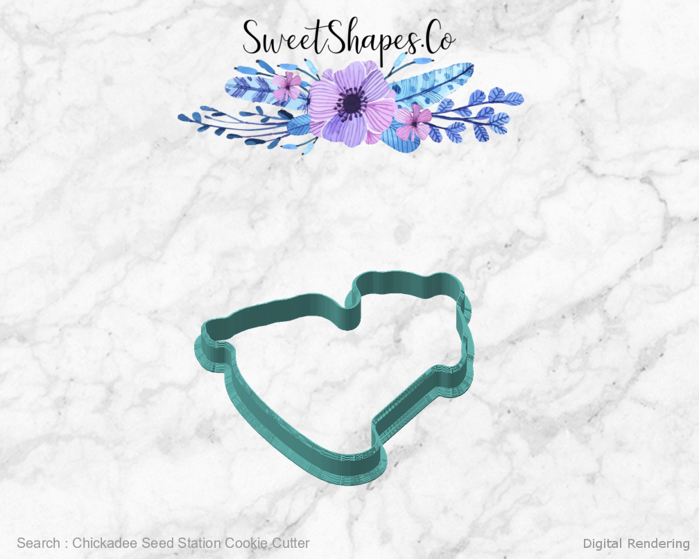 Chickadee Seed Station Cookie Cutter — angled front view