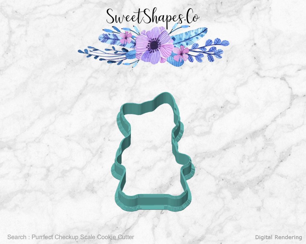 Purrfect Checkup Scale Cookie Cutter — front view