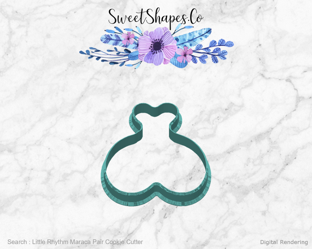 Little Rhythm Maraca Pair Cookie Cutter — back view