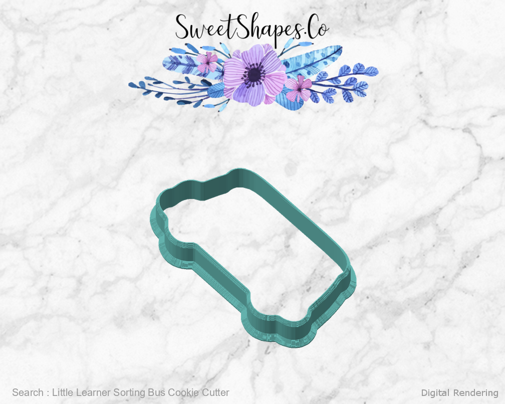 Little Learner Sorting Bus Cookie Cutter — angled front view