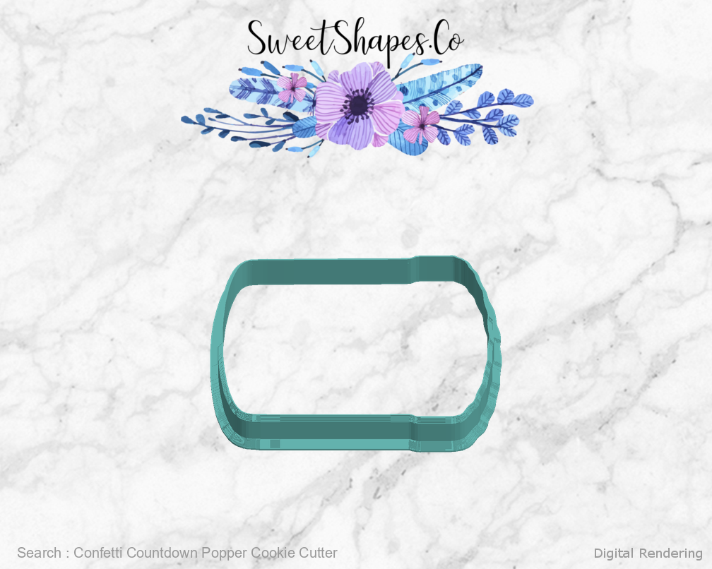 Confetti Countdown Popper Cookie Cutter — left view