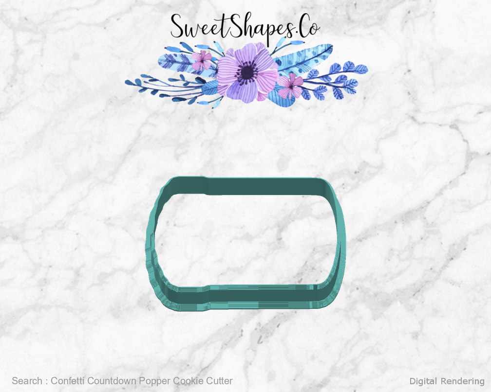 Confetti Countdown Popper Cookie Cutter — right view