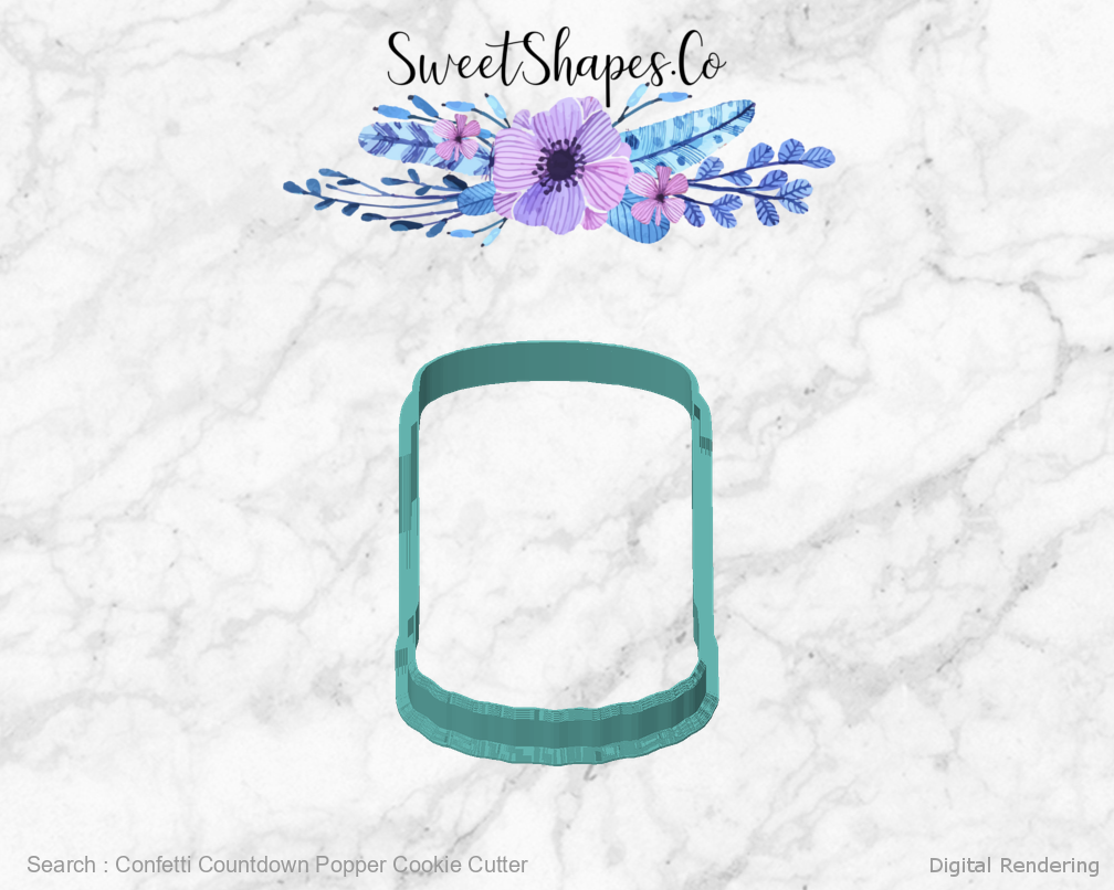 Confetti Countdown Popper Cookie Cutter — front view