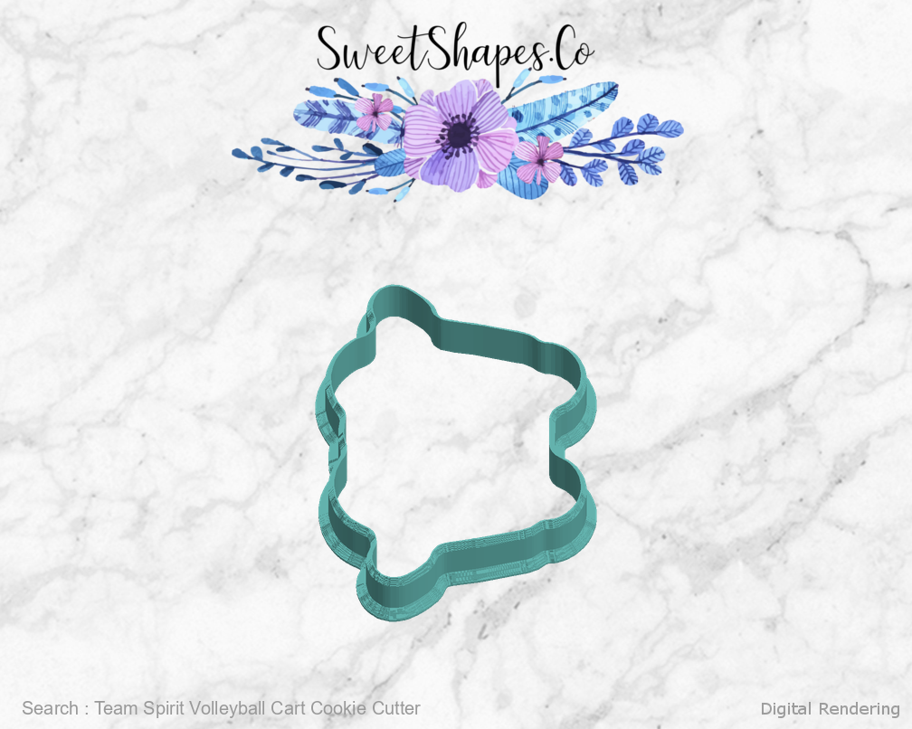 Team Spirit Volleyball Cart Cookie Cutter — left view