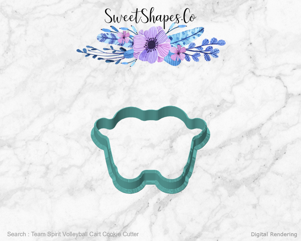 Team Spirit Volleyball Cart Cookie Cutter — front view