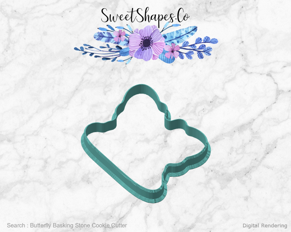 Butterfly Basking Stone Cookie Cutter — angled front view