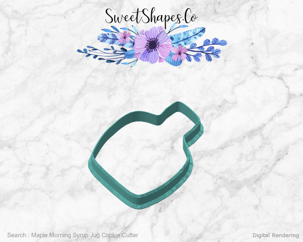 Maple Morning Syrup Jug Cookie Cutter — angled front view