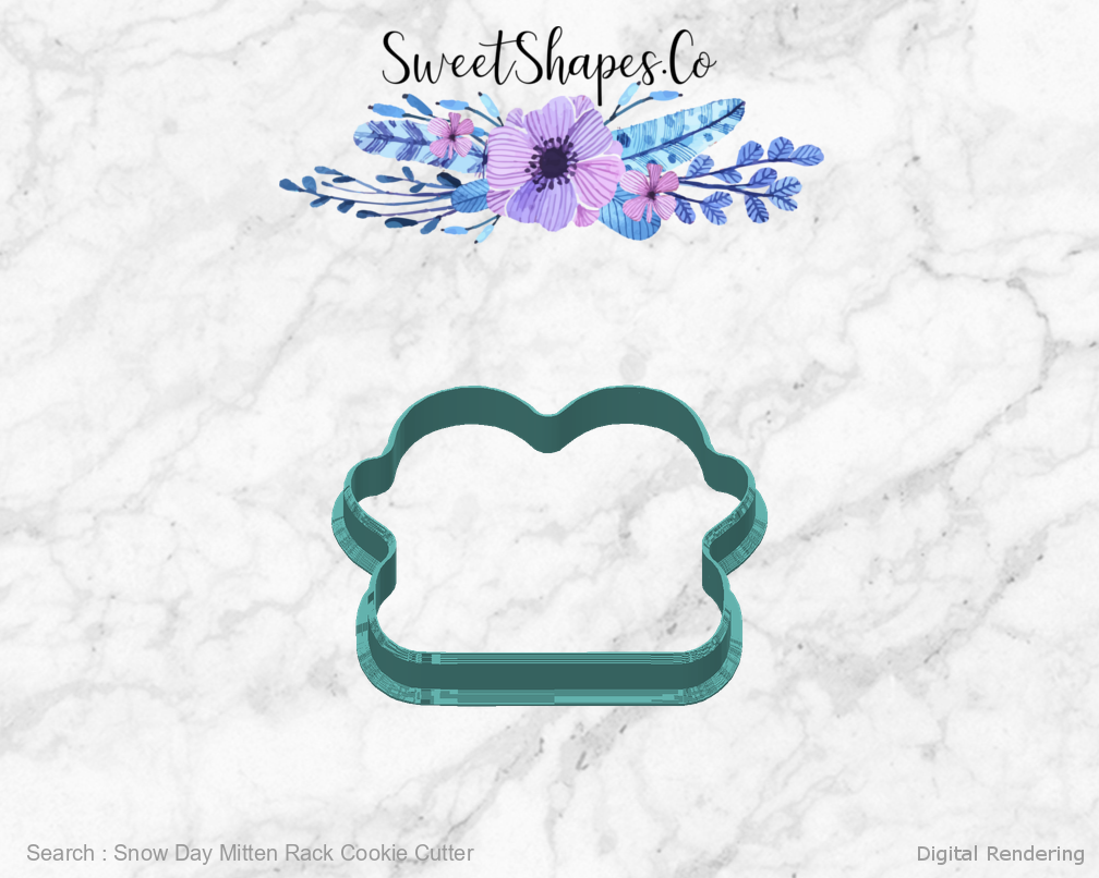 Snow Day Mitten Rack Cookie Cutter — back view