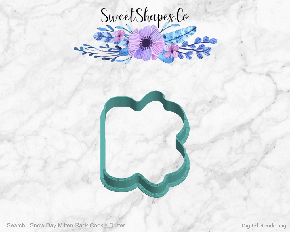 Snow Day Mitten Rack Cookie Cutter — left view