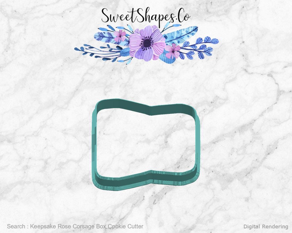 Keepsake Rose Corsage Box Cookie Cutter — right view