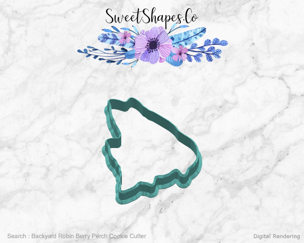 Backyard Robin Berry Perch Cookie Cutter — right view