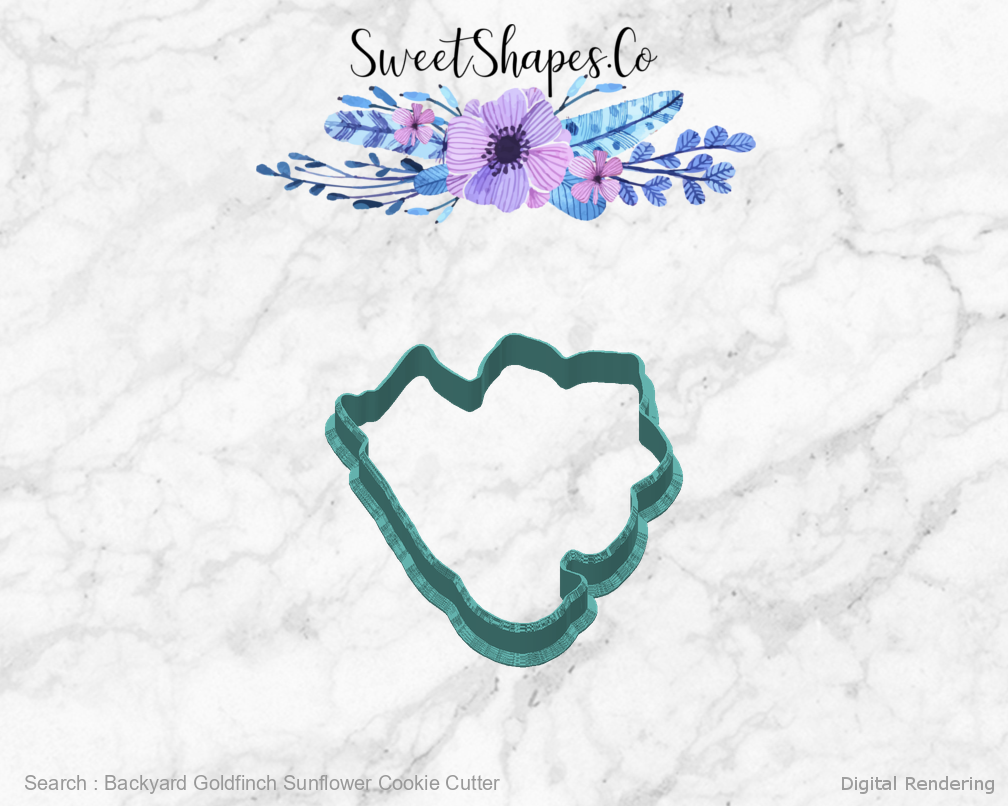 Backyard Goldfinch Sunflower Cookie Cutter — back view