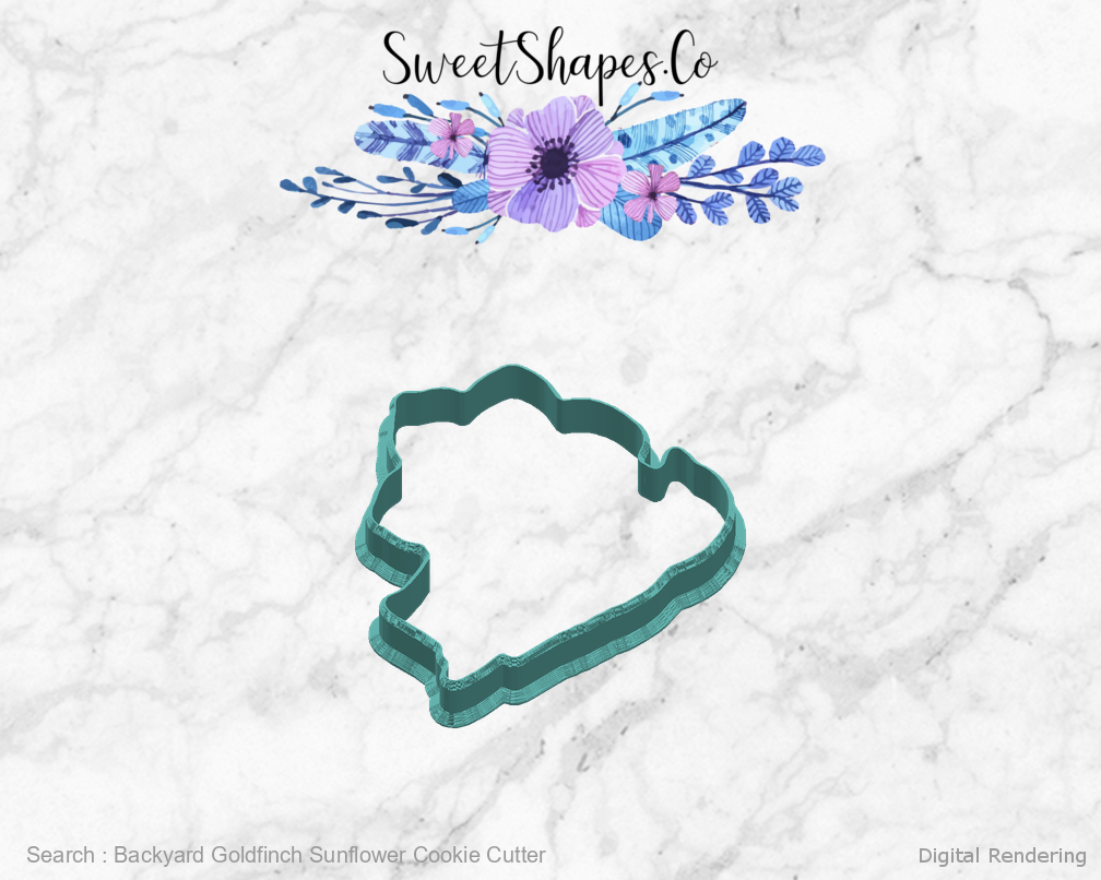 Backyard Goldfinch Sunflower Cookie Cutter — right view