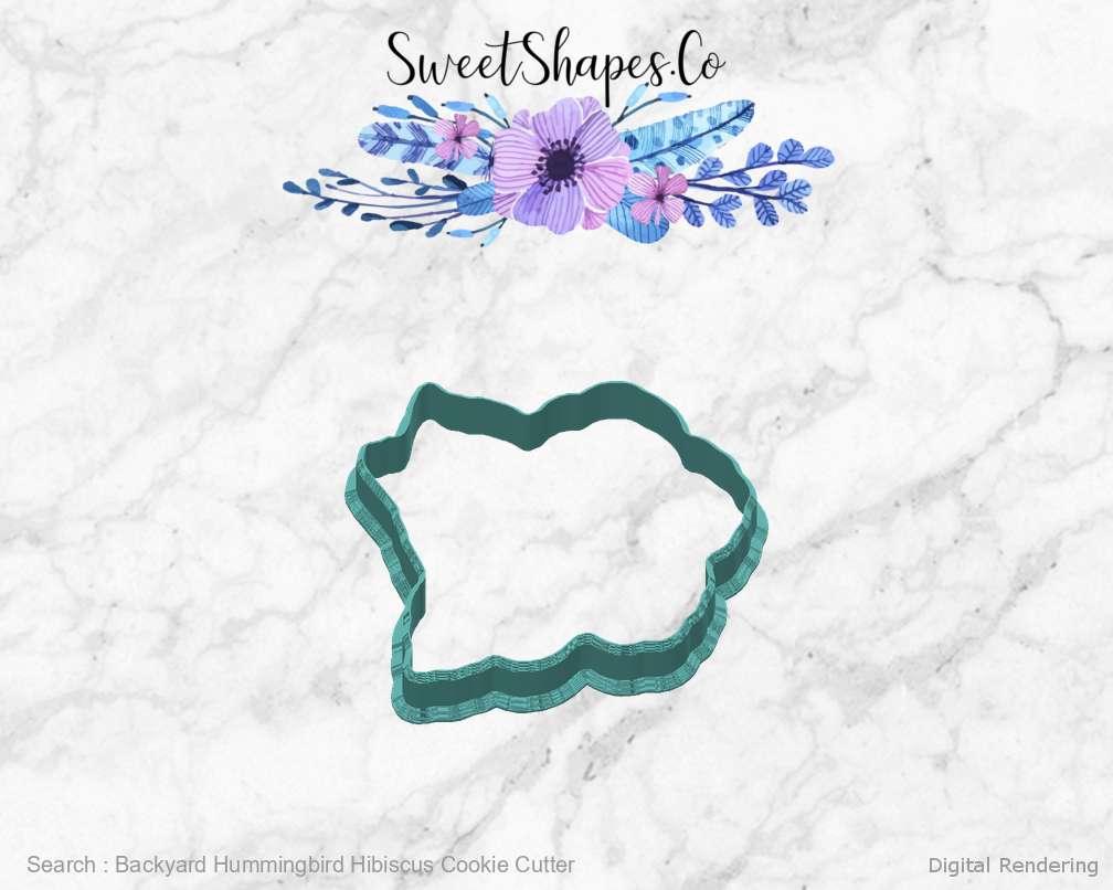 Backyard Hummingbird Hibiscus Cookie Cutter — back view
