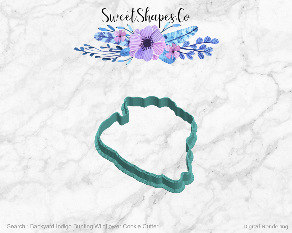 Backyard Indigo Bunting Wildflower Cookie Cutter — left view