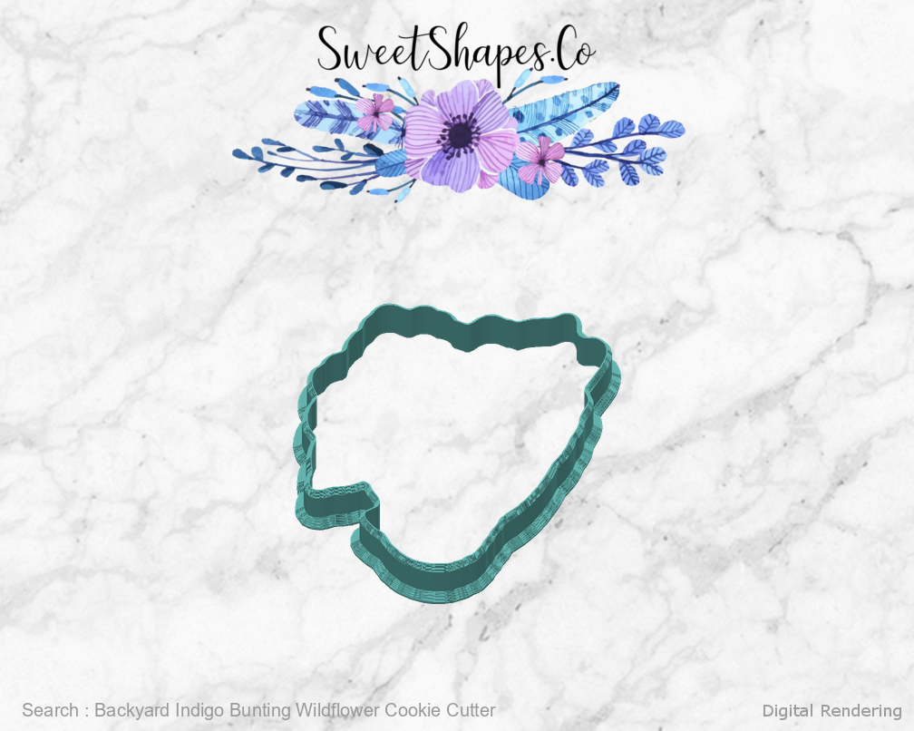 Backyard Indigo Bunting Wildflower Cookie Cutter — back view