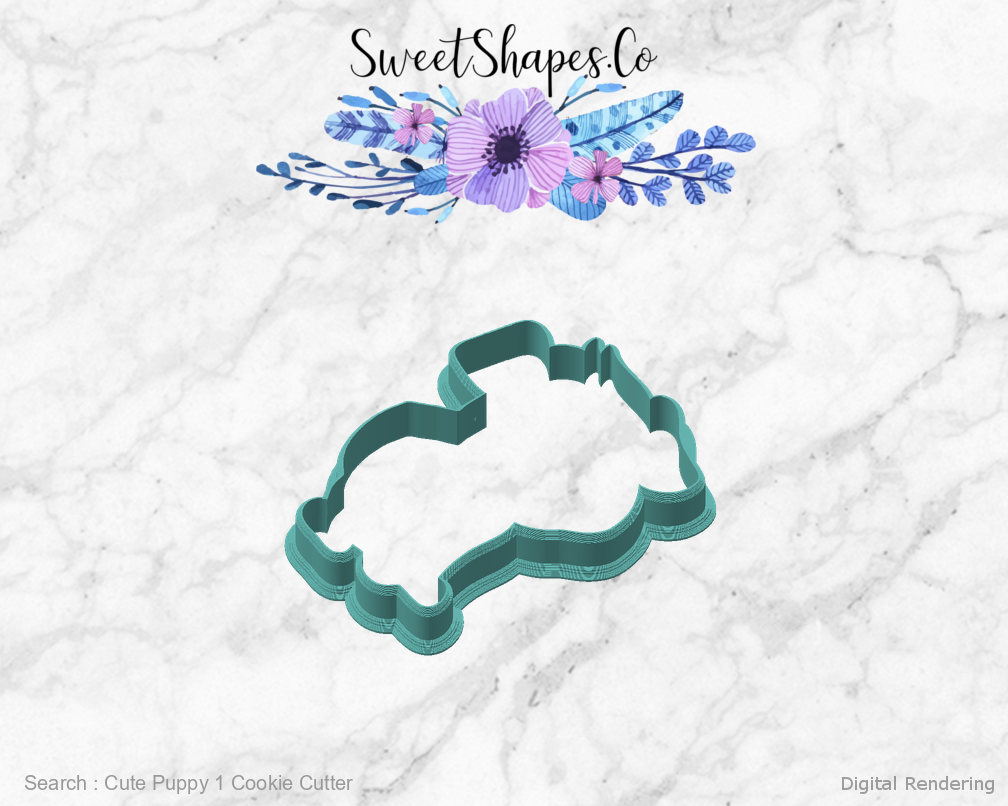 Cute Puppy 1 Cookie Cutter — angled front view