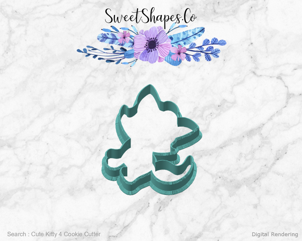 Cute Kitty 4 Cookie Cutter — angled front view