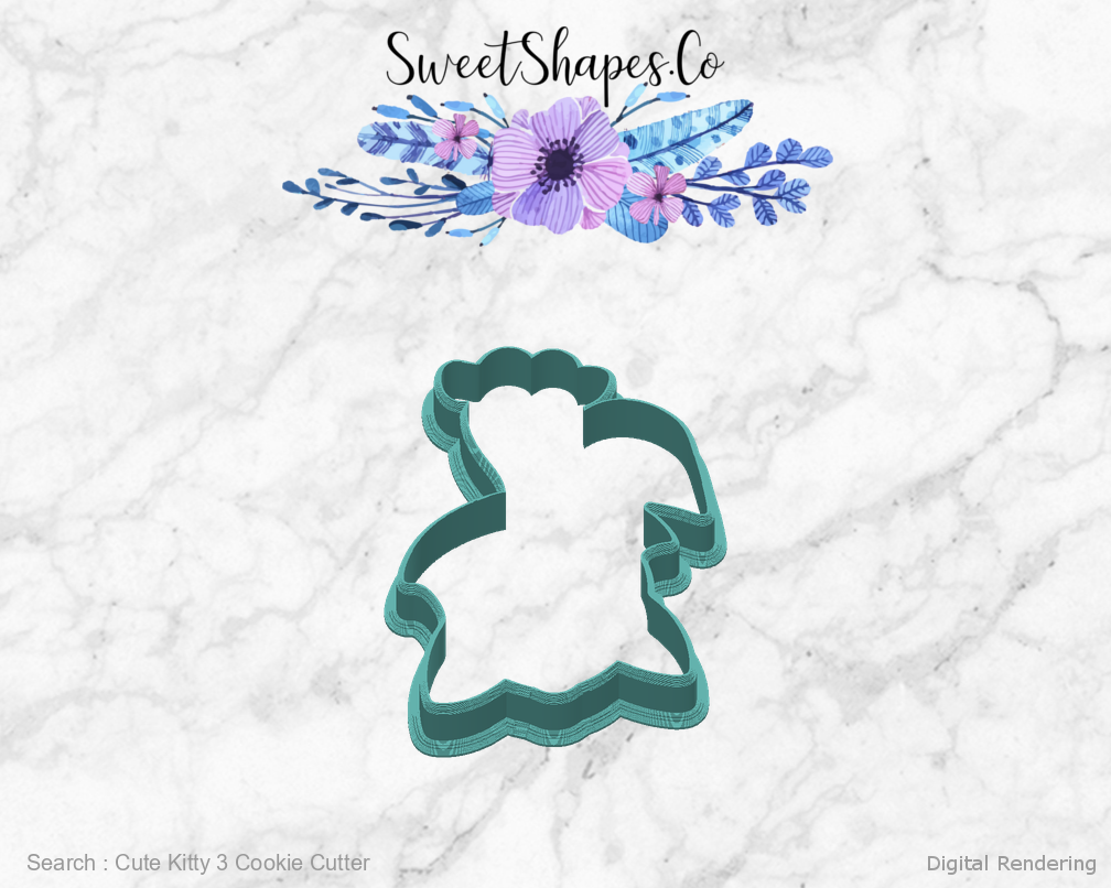 Cute Kitty 3 Cookie Cutter — back view