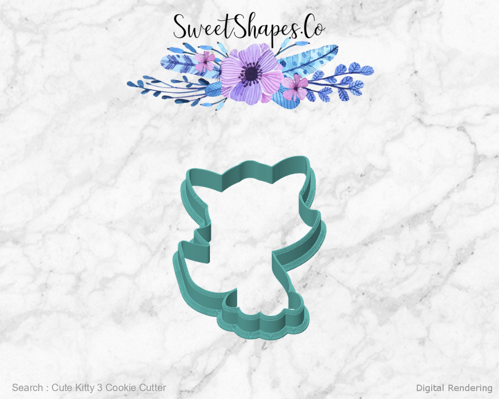 Cute Kitty 3 Cookie Cutter — front view