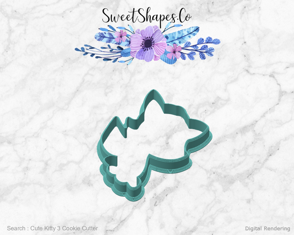 Cute Kitty 3 Cookie Cutter — angled front view
