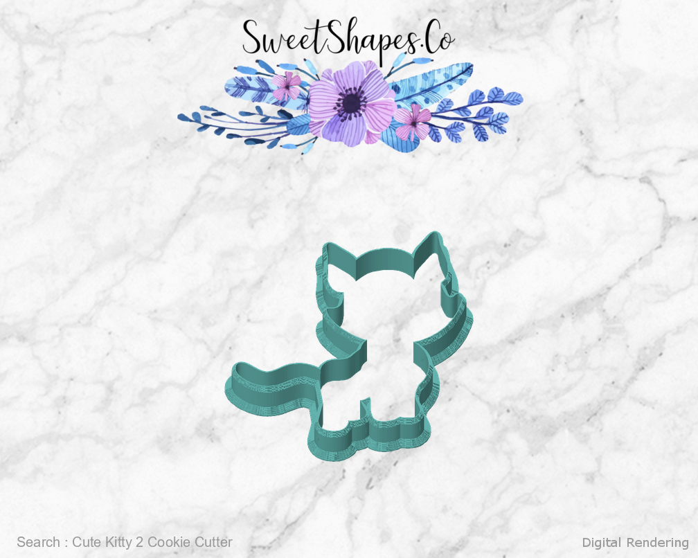 Cute Kitty 2 Cookie Cutter — front view