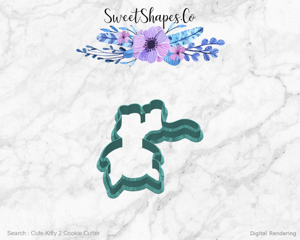 Cute Kitty 2 Cookie Cutter — back view