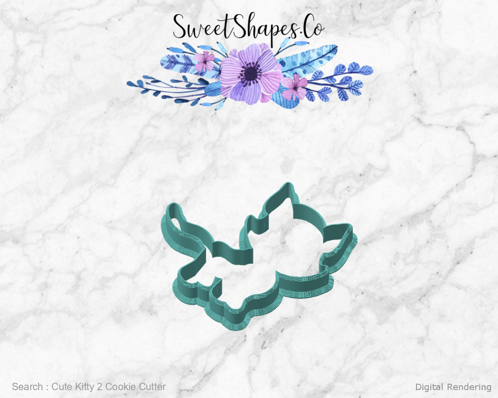 Cute Kitty 2 Cookie Cutter — angled front view