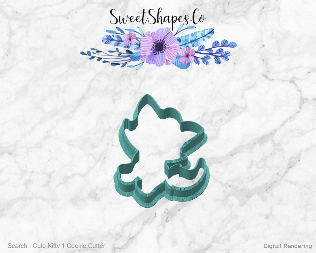 Cute Kitty 1 Cookie Cutter — angled front view