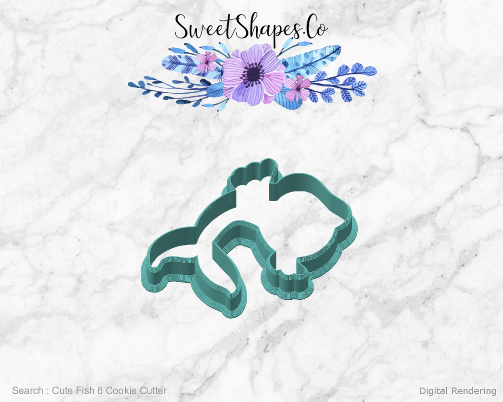 Cute Fish 6 Cookie Cutter — angled front view