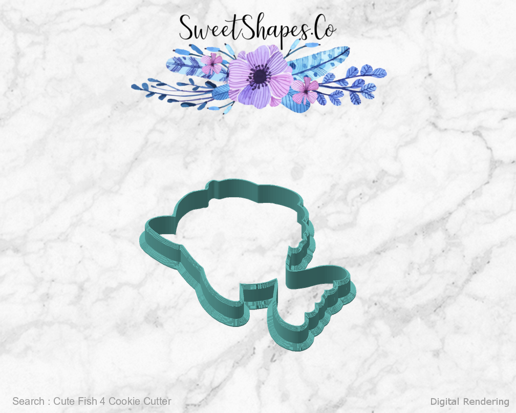 Cute Fish 4 Cookie Cutter — angled front view