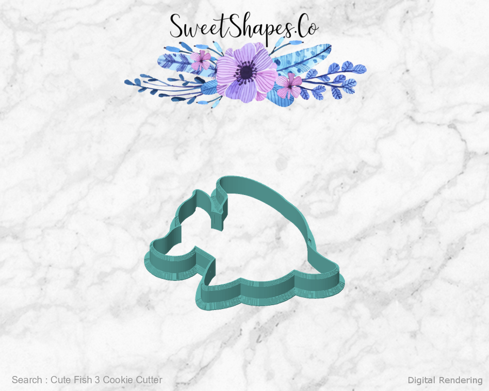 Cute Fish 3 Cookie Cutter — front view