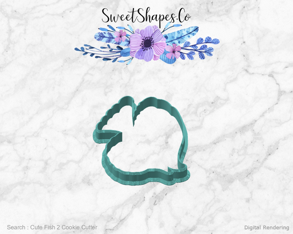 Cute Fish 2 Cookie Cutter — angled front view