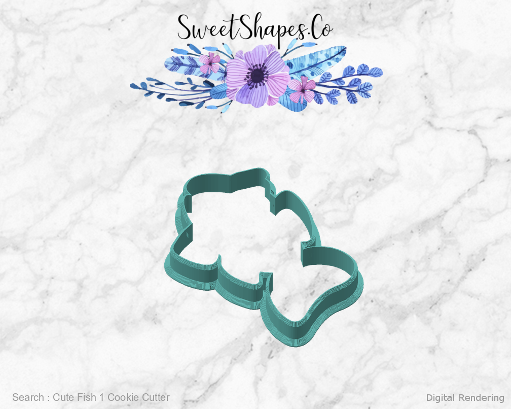 Cute Fish 1 Cookie Cutter — angled front view