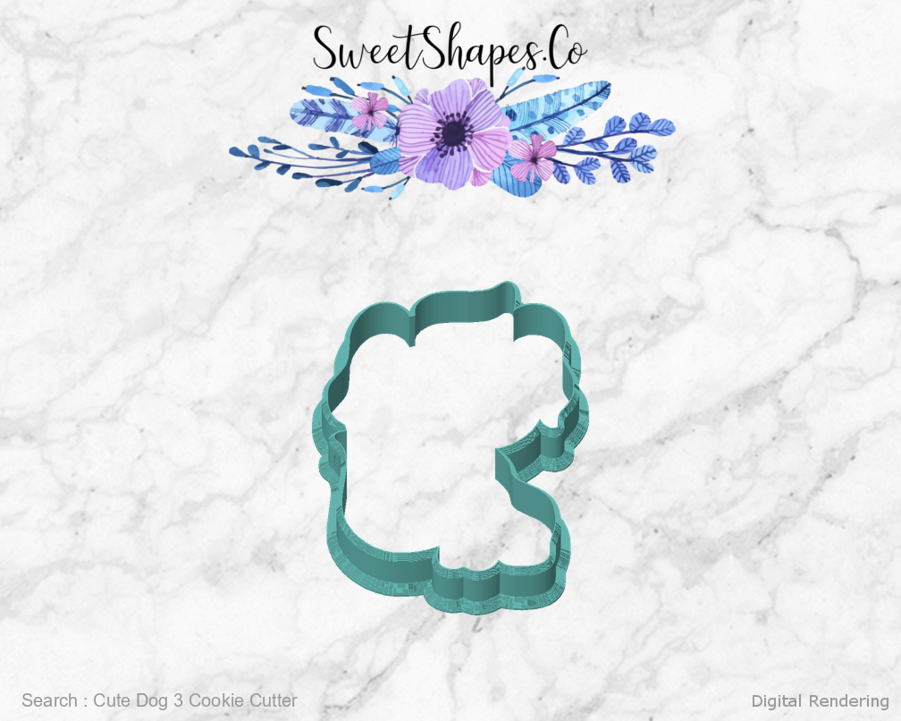 Cute Dog 3 Cookie Cutter — front view