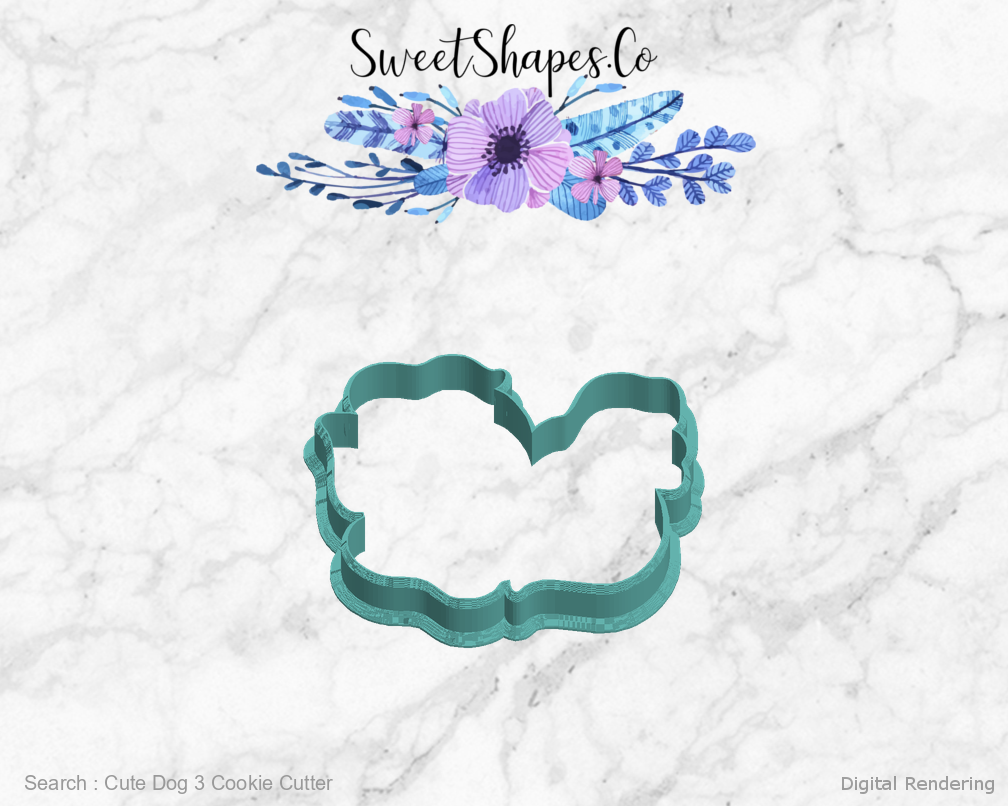 Cute Dog 3 Cookie Cutter — left view