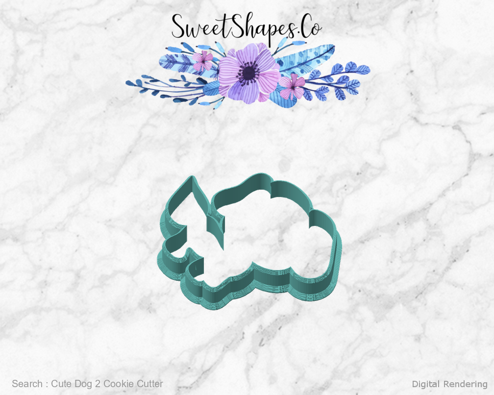 Cute Dog 2 Cookie Cutter — angled front view