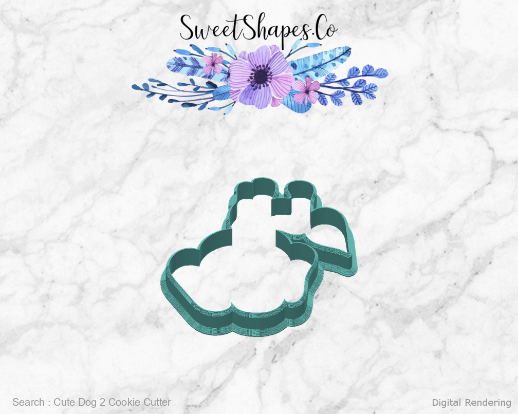 Cute Dog 2 Cookie Cutter — back view
