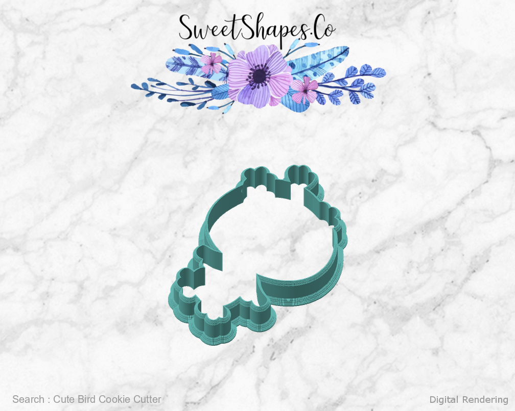 Cute Bird Cookie Cutter — angled front view